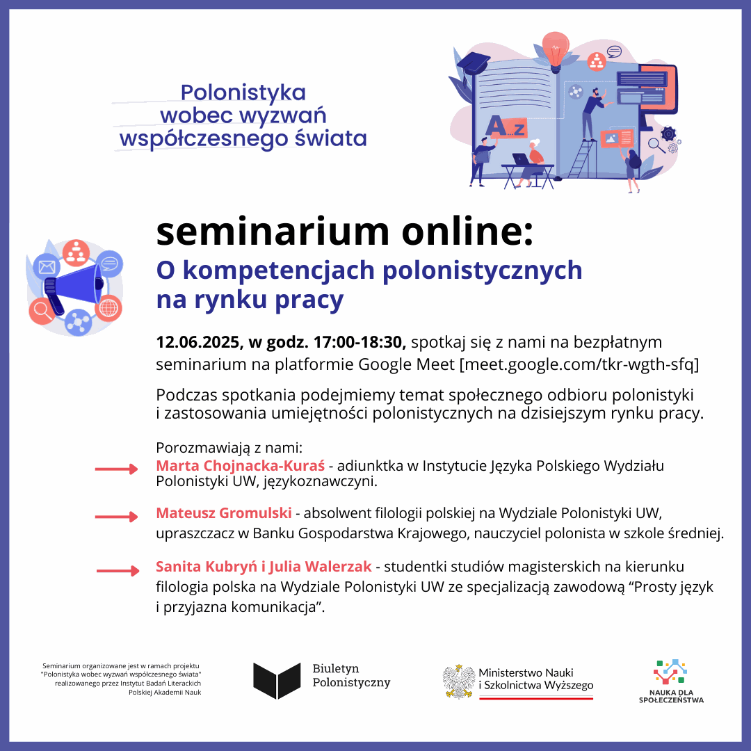 Zaproszenie na seminarium dotyczące kompetencji polonistycznych